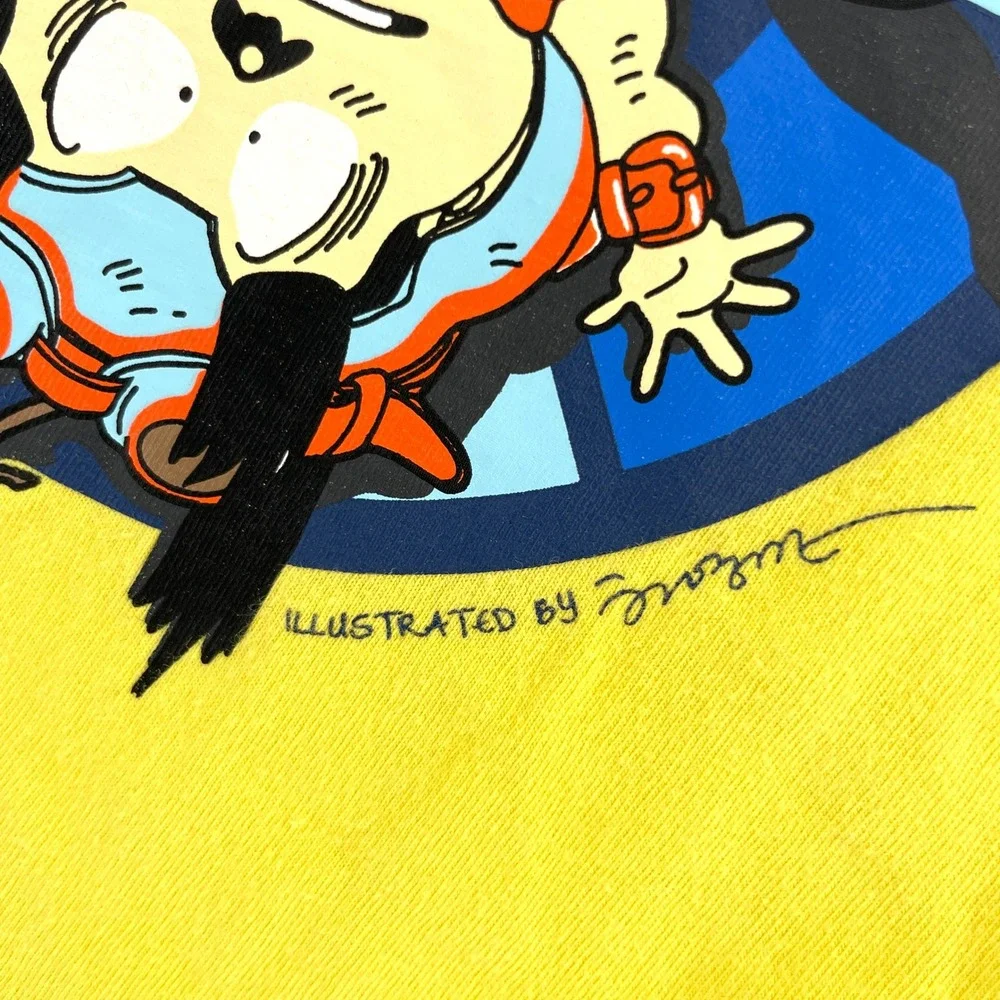 The North Face Flying Superboard‎ Anime Graphic T-Shirt Yellow Slim Mens L FLAW